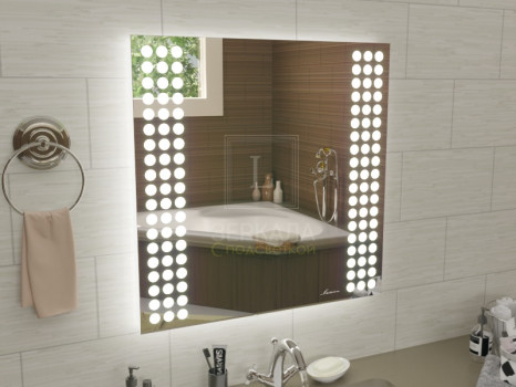 Квадратное зеркало с подсветкой для ванной Терамо 100x100 см